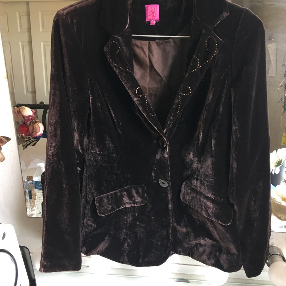 Fray brown velvet blazer size S